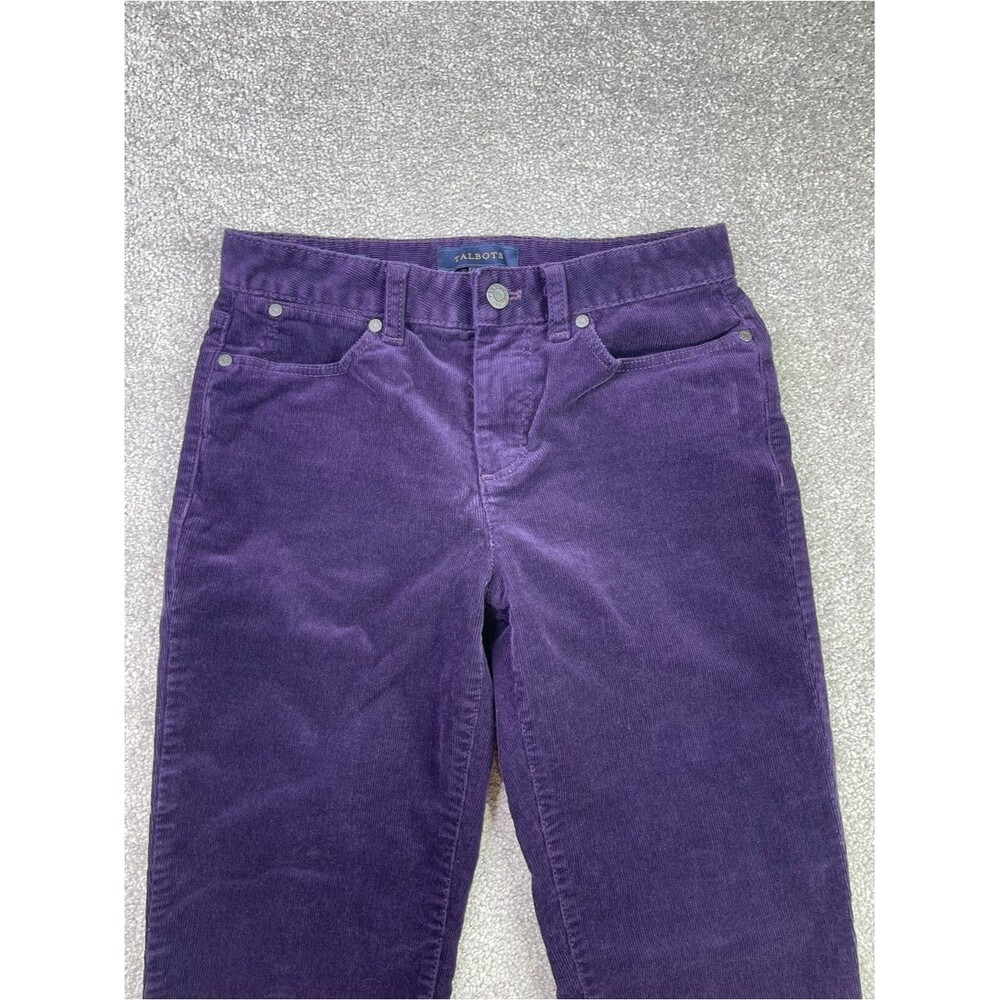 Talbots Heritage Corduroy Pants Women’s 2 Purple Straight Leg Mid-Rise Stretch - Picture 2 of 12